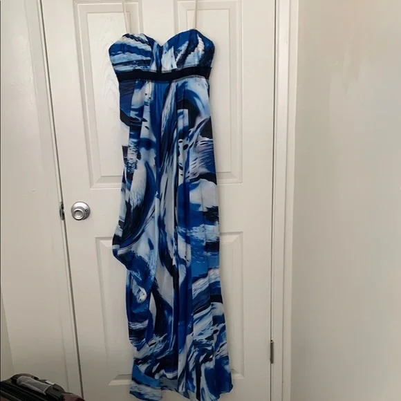 BCBGMaxAzria | Dresses | Bcbgmaxazria Blue And White Maxi Dress | Poshmark